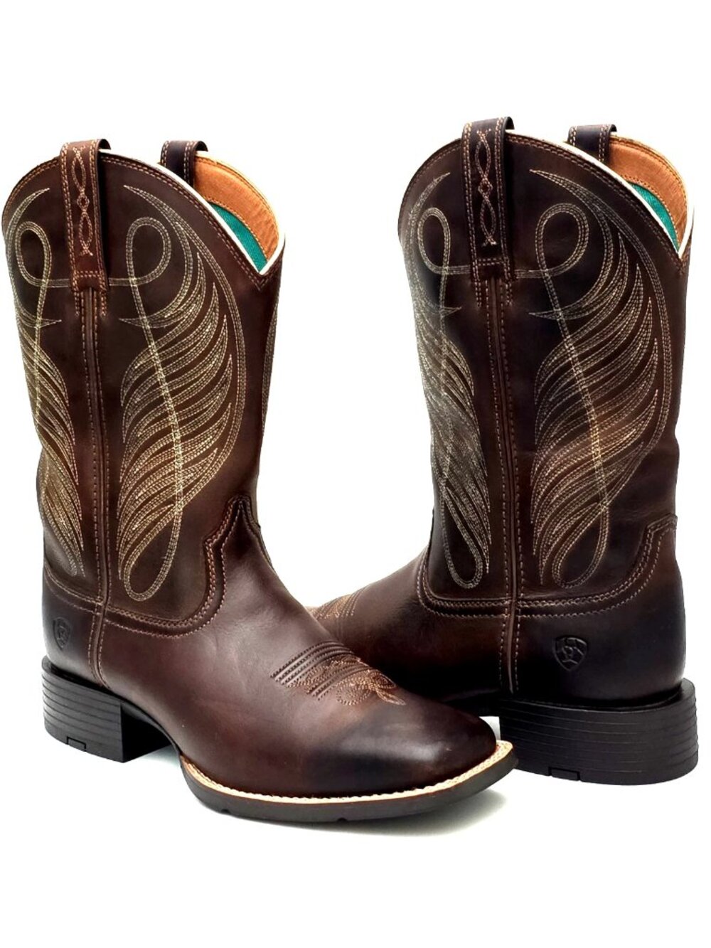 Ariat Round Up Western Boots Wide Square Toe Powder Brown Women's Size 9.5 B